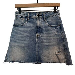 Hale Blair Sexy A-Line Denim Distressed Mini Skirt Size 25